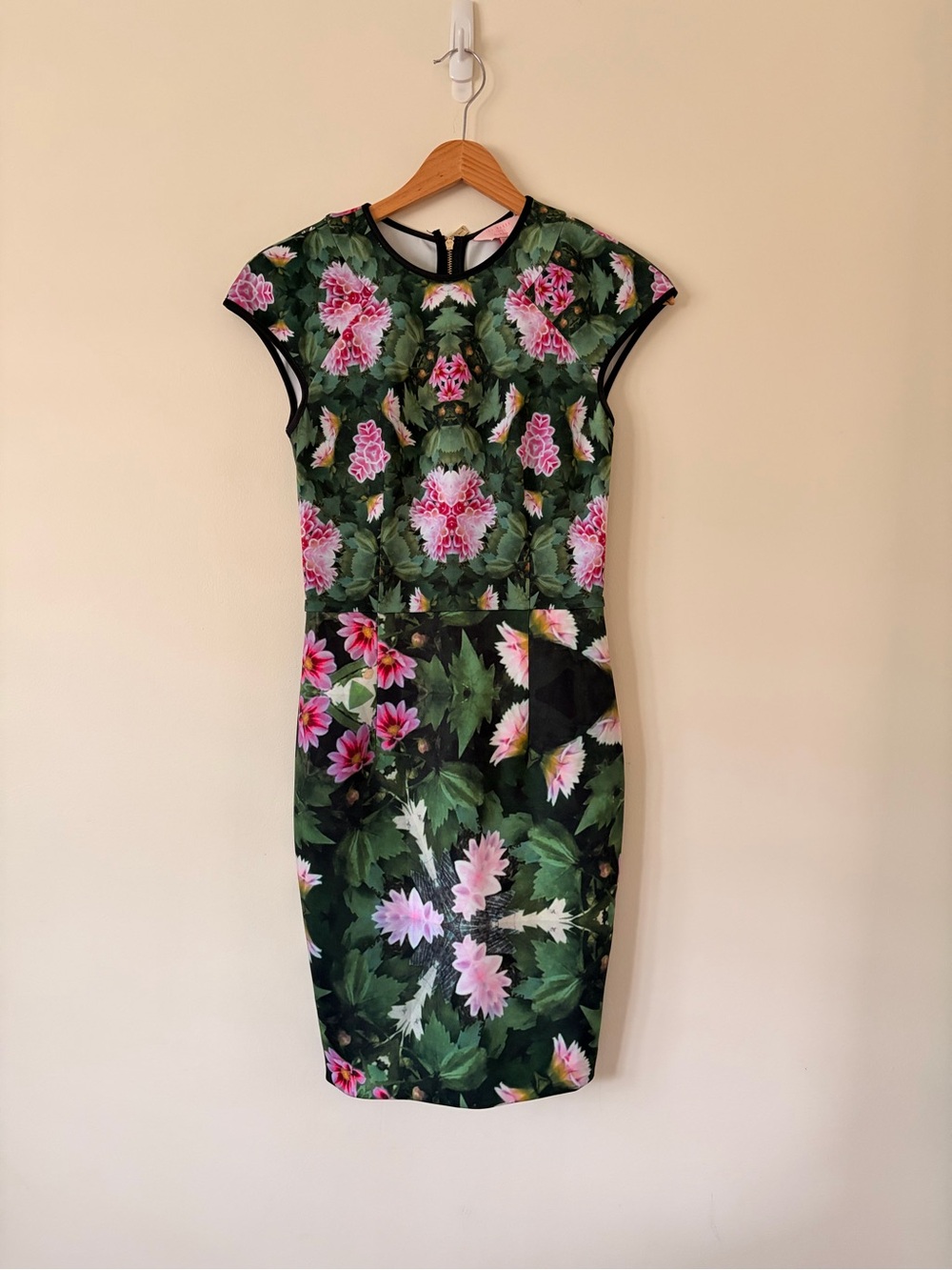 Ted Baker Floral Midi Dress with Pink Blooms